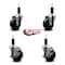 Service Caster 3.5'' Soft Rubber Wheel Swivel 1-1/8'' Expanding Stem Caster Set 2 Brakes, 4PK SCC-EX20S3514-SRS-2-TLB-2-118 - alternate 2
